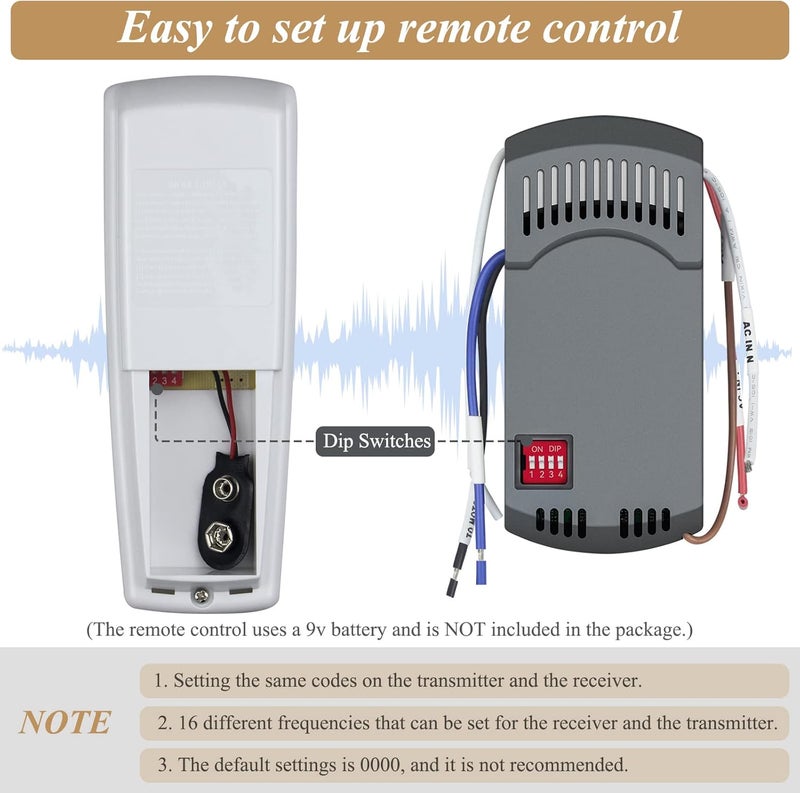 Prichor Universal Ceiling Fan Remote Control Kit, Replacement for Hampton Bay Harbor Breeze Hunter, Compatible with UC7078T UC7067RC CHQ7078T L3H2010FANHD Fan-HD6 FAN-28R, with Up/Down Light Control, Dimmable - Image 3
